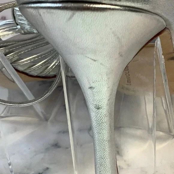 NWT Larroude Silver Slingback Heels with Peep-Toe Design Size 7.5 - Picture 4 of 6